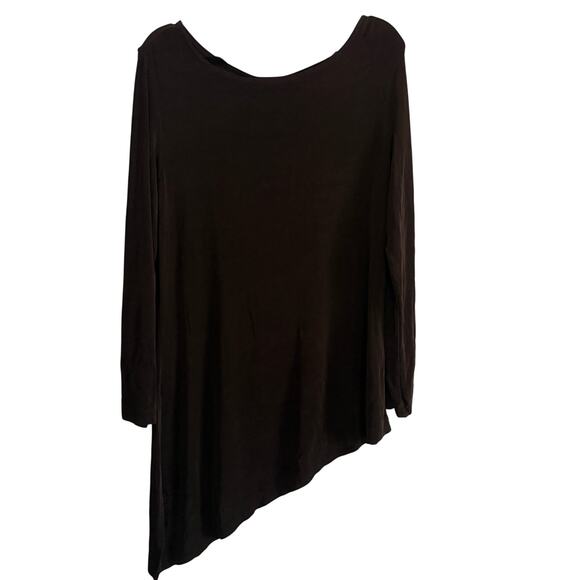 CHICO'S TRAVELERS | Black Asymmetric Boat neck Long sleeve Top Tunic | Large - Picture 1 of 8